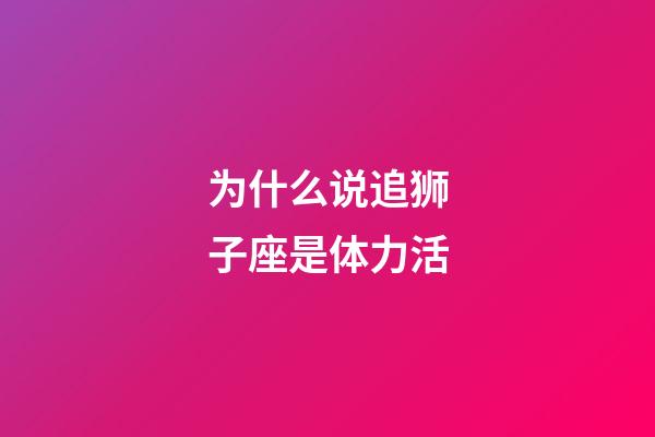 为什么说追狮子座是体力活-第1张-星座运势-玄机派