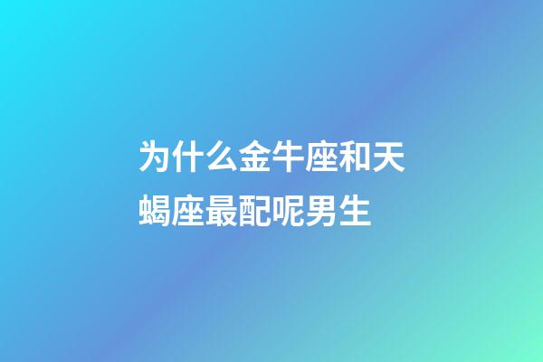为什么金牛座和天蝎座最配呢男生-第1张-星座运势-玄机派