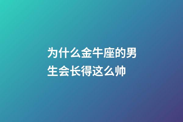 为什么金牛座的男生会长得这么帅-第1张-星座运势-玄机派