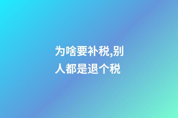 为啥要补税,别人都是退个税-第1张-观点-玄机派