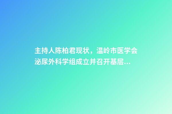 主持人陈柏君现状，温岭市医学会泌尿外科学组成立并召开基层医院外科能力提升培训会-第1张-观点-玄机派