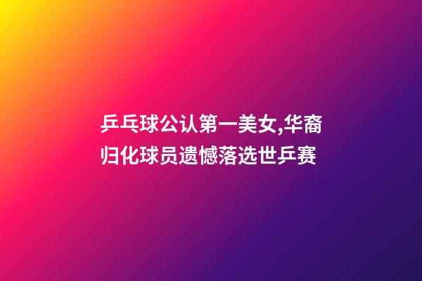 乒乓球公认第一美女,华裔归化球员遗憾落选世乒赛-第1张-观点-玄机派