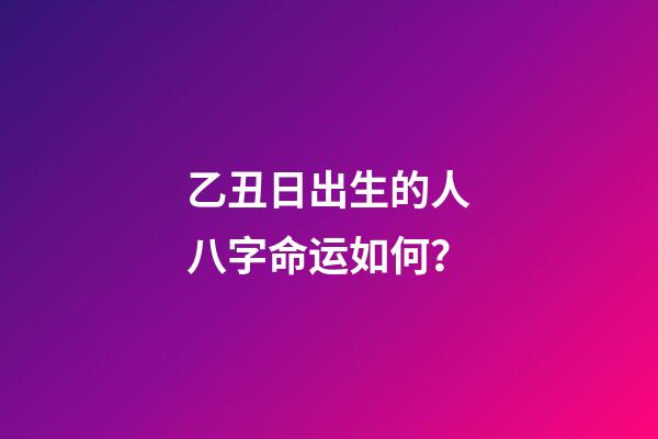 乙丑日出生的人八字命运如何？