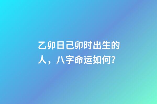 乙卯日己卯时出生的人，八字命运如何？