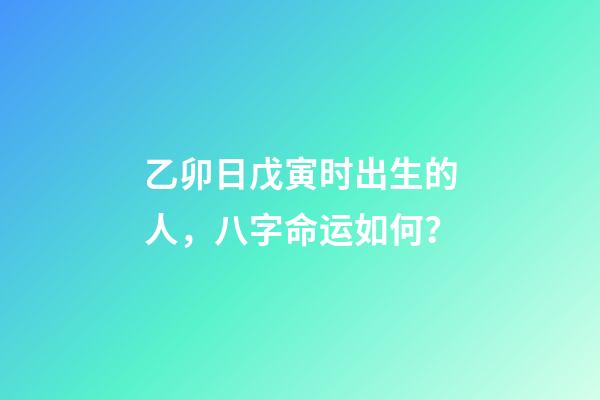 乙卯日戊寅时出生的人，八字命运如何？