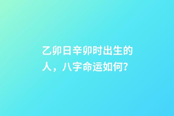 乙卯日辛卯时出生的人，八字命运如何？