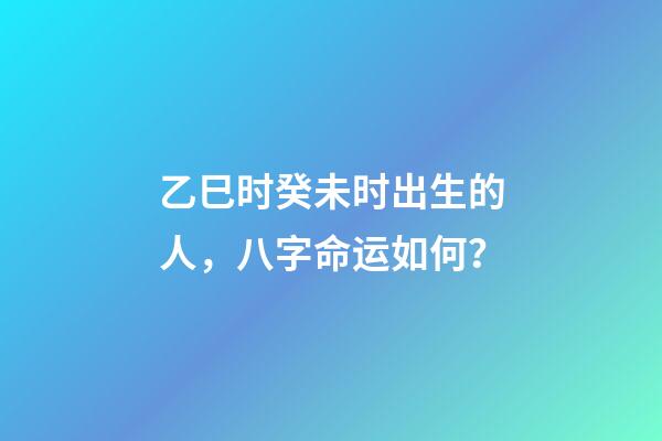 乙巳时癸未时出生的人，八字命运如何？