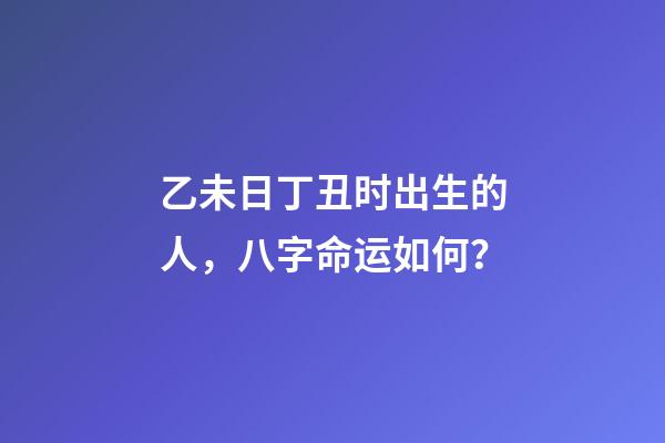 乙未日丁丑时出生的人，八字命运如何？