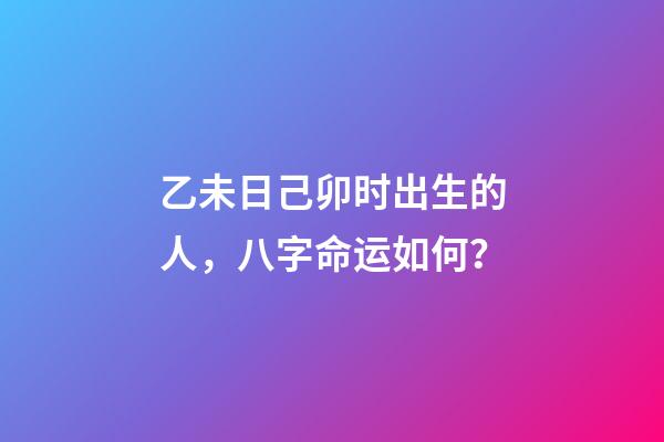 乙未日己卯时出生的人，八字命运如何？