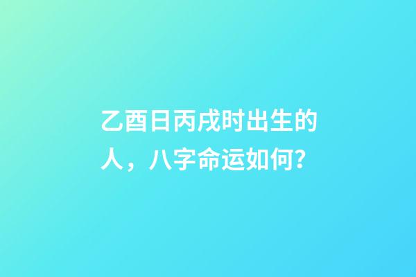 乙酉日丙戌时出生的人，八字命运如何？