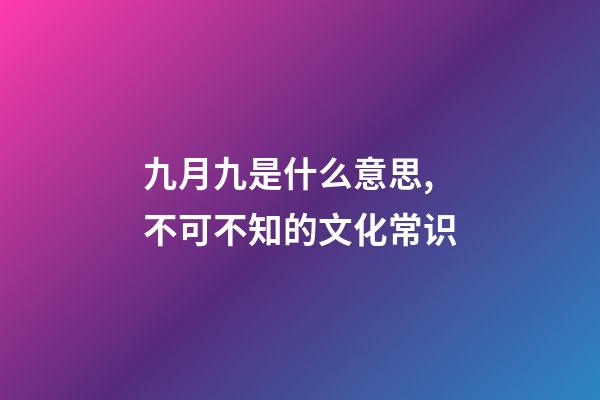 九月九是什么意思,不可不知的文化常识(孩子问了可以这么说)-第1张-观点-玄机派