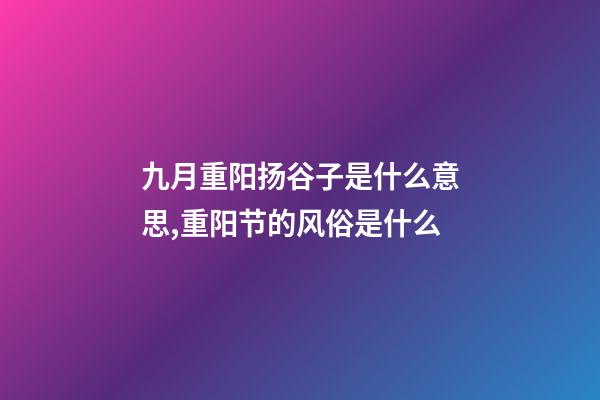 九月重阳扬谷子是什么意思,重阳节的风俗是什么-第1张-观点-玄机派