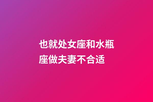 也就处女座和水瓶座做夫妻不合适-第1张-星座运势-玄机派