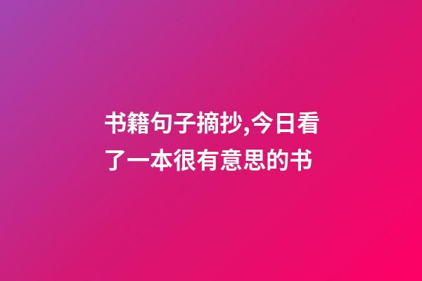 书籍句子摘抄,今日看了一本很有意思的书-第1张-观点-玄机派
