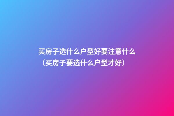 买房子选什么户型好要注意什么（买房子要选什么户型才好）