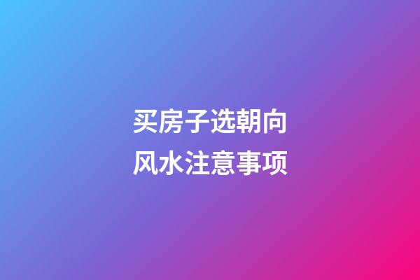 买房子选朝向风水注意事项