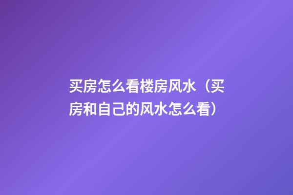 买房怎么看楼房风水（买房和自己的风水怎么看）