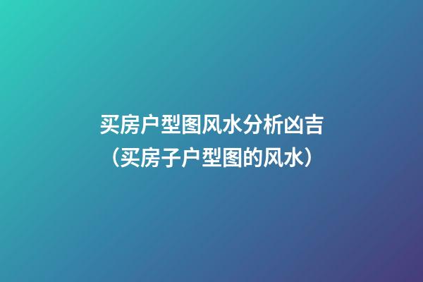 买房户型图风水分析凶吉（买房子户型图的风水）