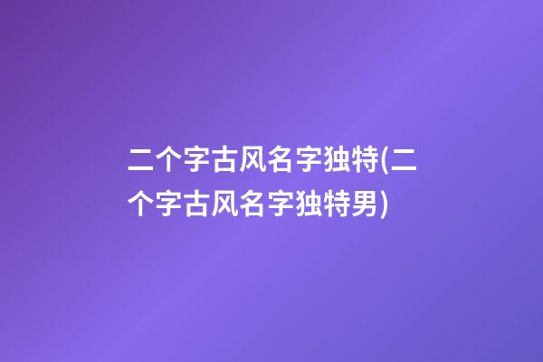 二个字古风名字独特(二个字古风名字独特男)