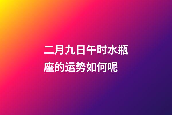 二月九日午时水瓶座的运势如何呢