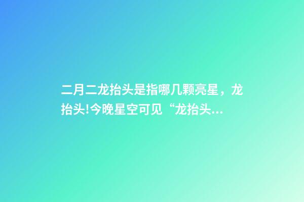 二月二龙抬头是指哪几颗亮星，龙抬头!今晚星空可见“龙抬头”-第1张-观点-玄机派