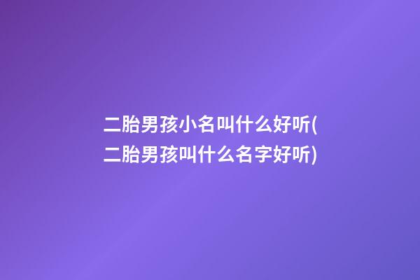 二胎男孩小名叫什么好听(二胎男孩叫什么名字好听)