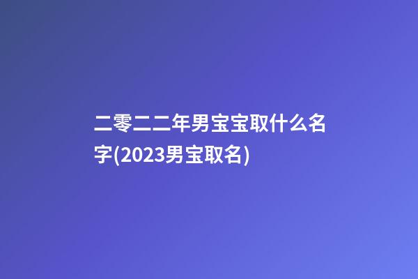 二零二二年男宝宝取什么名字(2023男宝取名)