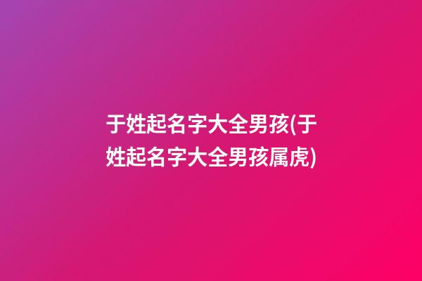 于姓起名字大全男孩(于姓起名字大全男孩属虎)