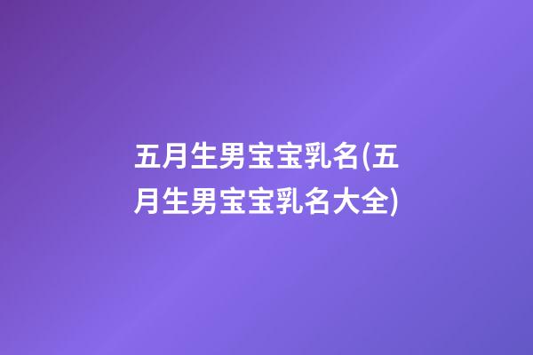 五月生男宝宝乳名(五月生男宝宝乳名大全)