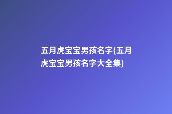 五月虎宝宝男孩名字(五月虎宝宝男孩名字大全集)