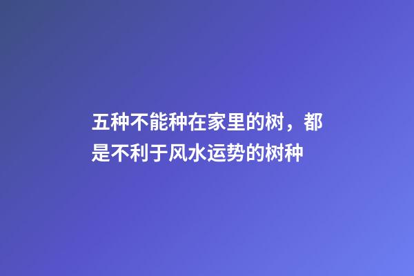 五种不能种在家里的树，都是不利于风水运势的树种