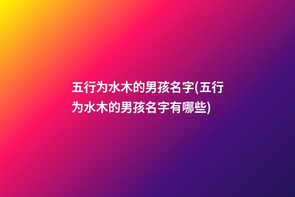 五行为水木的男孩名字(五行为水木的男孩名字有哪些)