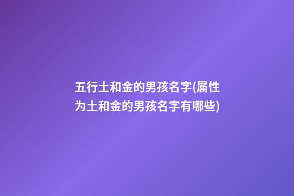 五行土和金的男孩名字(属性为土和金的男孩名字有哪些)