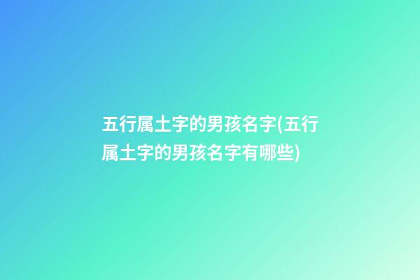 五行属土字的男孩名字(五行属土字的男孩名字有哪些)