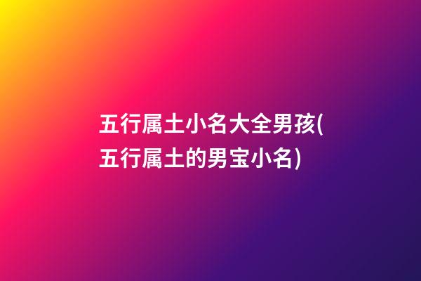 五行属土小名大全男孩(五行属土的男宝小名)