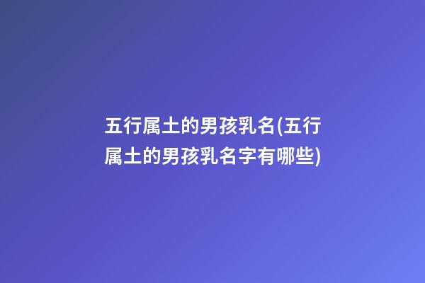 五行属土的男孩乳名(五行属土的男孩乳名字有哪些)