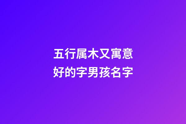 五行属木又寓意好的字男孩名字(五行属木又寓意好的字男孩名字大全)-第1张-男孩起名-玄机派