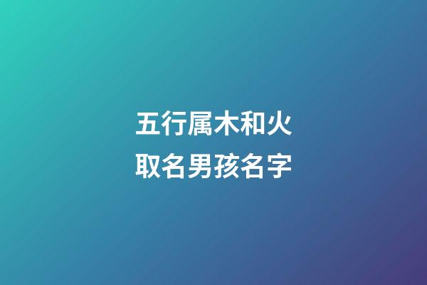 五行属木和火取名男孩名字(五行带木和火的男孩小名)-第1张-男孩起名-玄机派