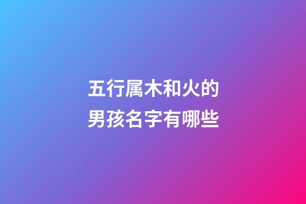 五行属木和火的男孩名字有哪些(五行属木属火的名字男孩名字)-第1张-男孩起名-玄机派