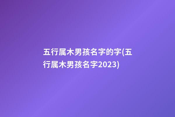 五行属木男孩名字的字(五行属木男孩名字2023)