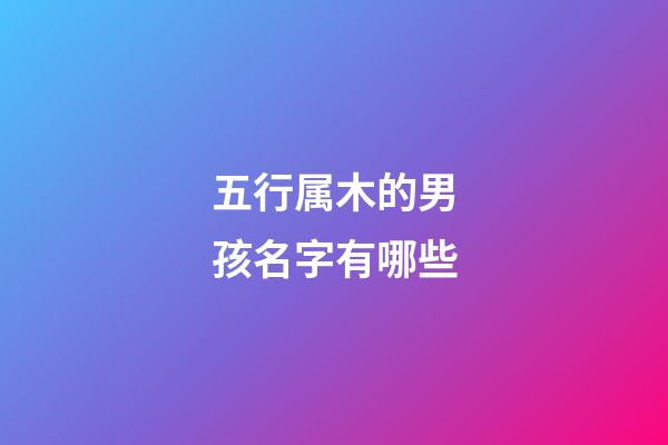 五行属木的男孩名字有哪些