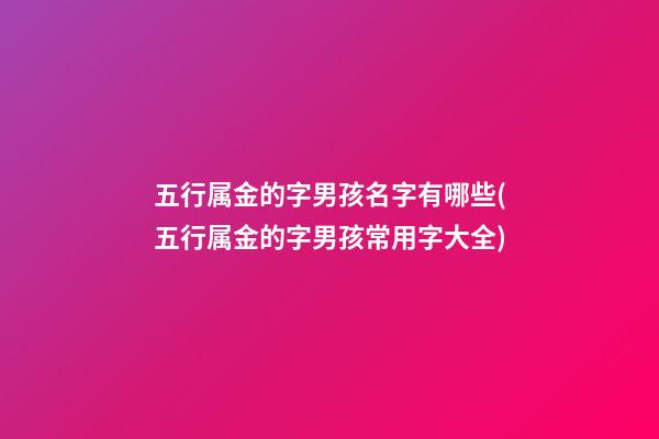 五行属金的字男孩名字有哪些(五行属金的字男孩常用字大全)
