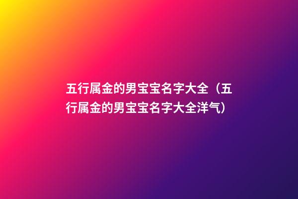 五行属金的男宝宝名字大全（五行属金的男宝宝名字大全洋气）