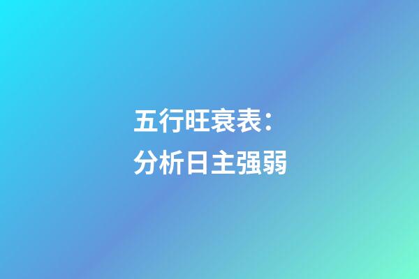 五行旺衰表：分析日主强弱