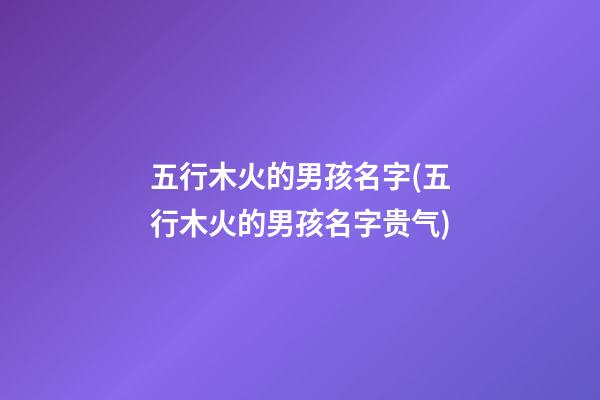 五行木火的男孩名字(五行木火的男孩名字贵气)