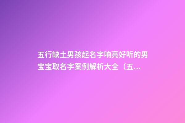 五行缺土男孩起名字响亮好听的男宝宝取名字案例解析大全（五行缺土的男孩取名宝典2010年）