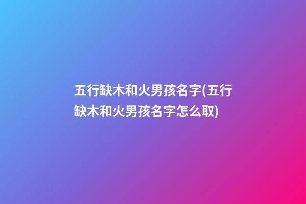 五行缺木和火男孩名字(五行缺木和火男孩名字怎么取)