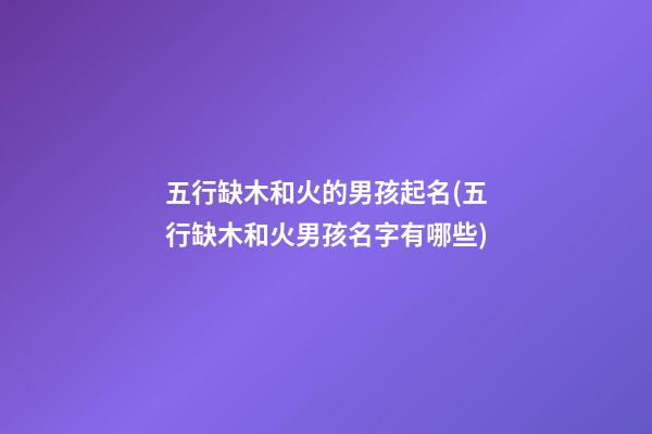 五行缺木和火的男孩起名(五行缺木和火男孩名字有哪些)