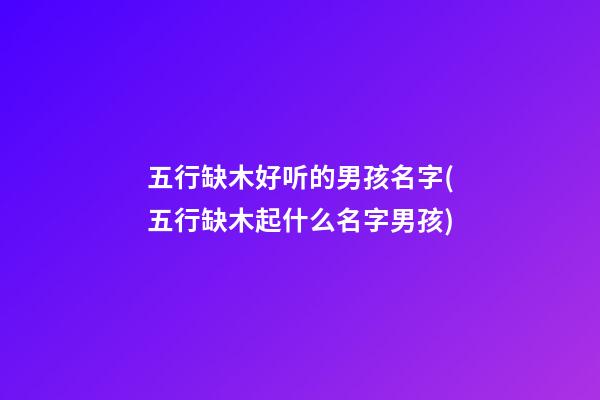五行缺木好听的男孩名字(五行缺木起什么名字男孩)