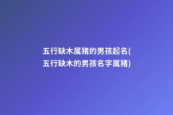 五行缺木属猪的男孩起名(五行缺木的男孩名字属猪)